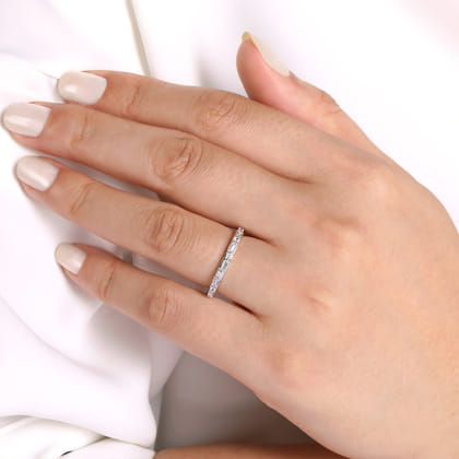 Avella - 14K White Gold Baguette and Princess Cut Diamond Anniversary Band