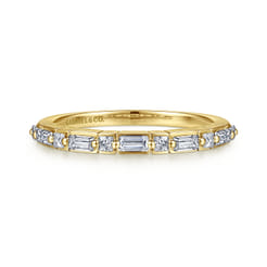 Avella - 14K Yellow Gold Baguette and Princess Cut Diamond Anniversary Band