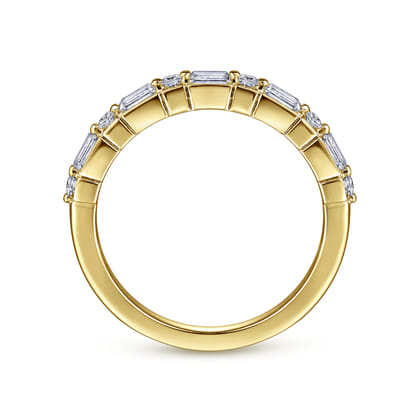 Avella - 14K Yellow Gold Baguette and Princess Cut Diamond Anniversary Band