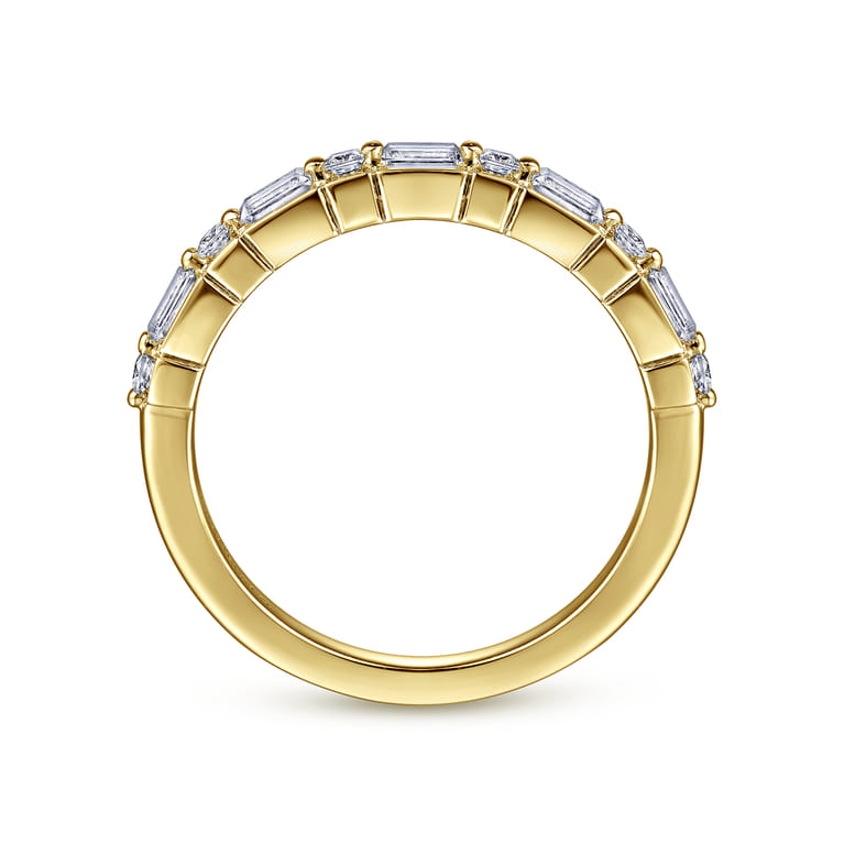 Straight Wedding Ring in 14k Yellow Gold with Baguette Natural Diamond at Gabriel & Co. - Shot 2