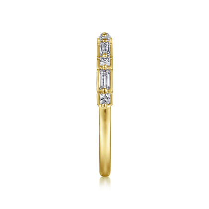 Avella - 14K Yellow Gold Baguette and Princess Cut Diamond Anniversary Band