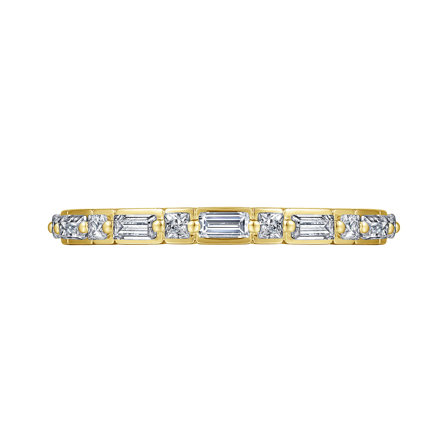 Straight Wedding Ring in 14k Yellow Gold with Baguette Natural Diamond at Gabriel & Co. - Shot 5