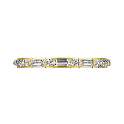Avella - 14K Yellow Gold Baguette and Princess Cut Diamond Anniversary Band