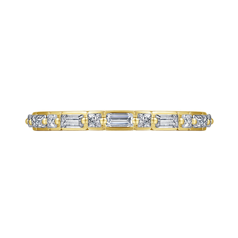 Straight Wedding Ring in 14k Yellow Gold with Baguette Natural Diamond at Gabriel & Co. - Shot 5