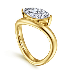 Averie - 14K Yellow Gold Bypass Marquise Shape Diamond Engagement Ring