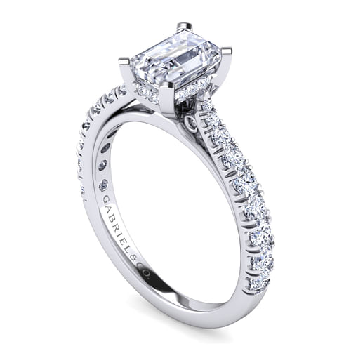 Avery - 14K White Gold Emerald Cut Diamond Engagement Ring - 0.53 ct - Shot 3