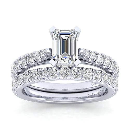 Avery - 14K White Gold Emerald Cut Diamond Engagement Ring - 0.53 ct - Shot 4
