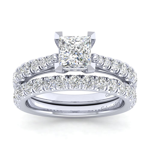 Avery - 14K White Gold Princess Cut Diamond Engagement Ring - 0.53 ct - Shot 4