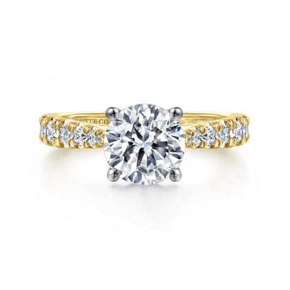 Avery - 14K White-Yellow Gold Round Diamond Engagement Ring