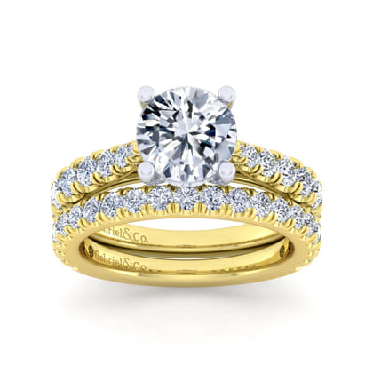 Avery - 14K White-Yellow Gold Round Diamond Engagement Ring