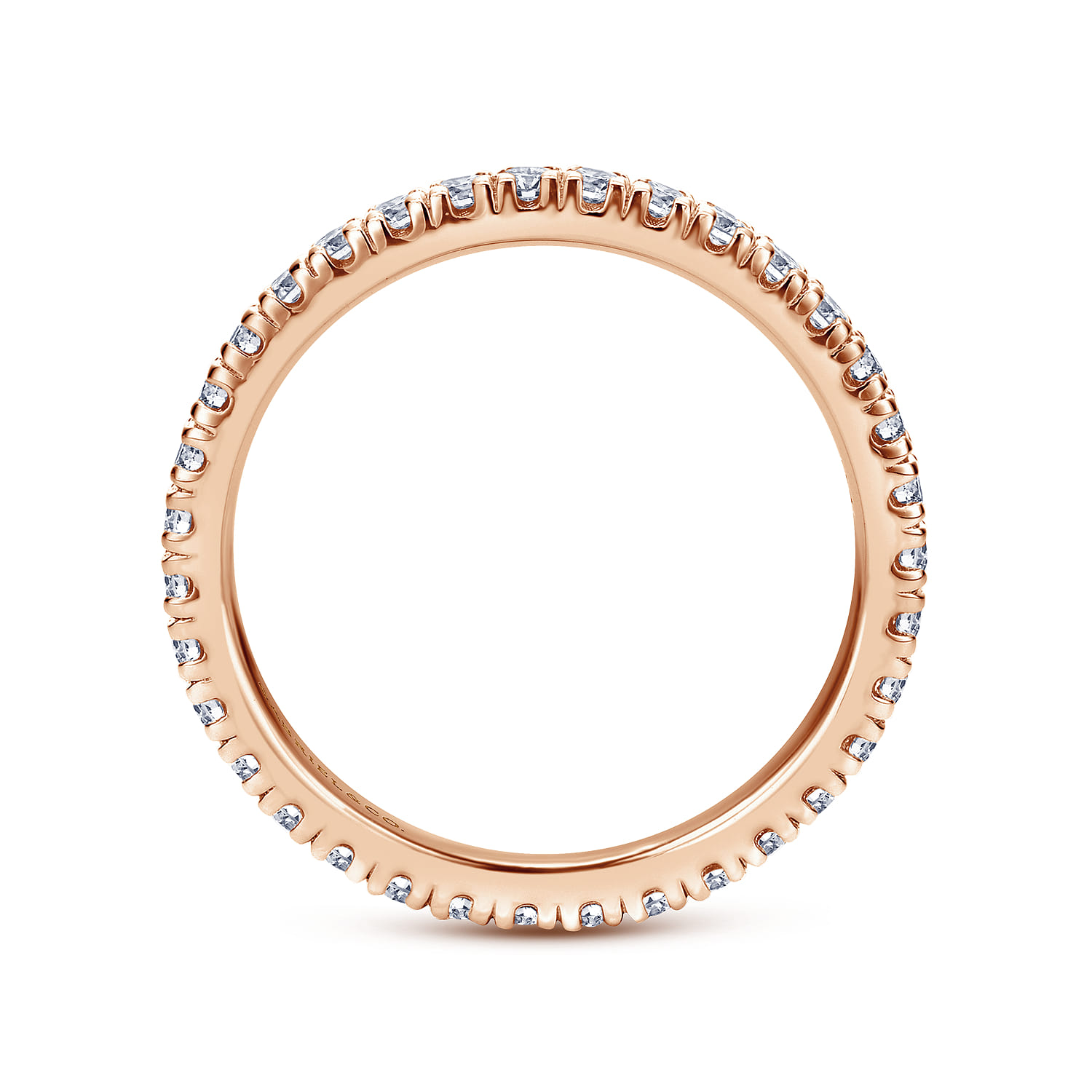 Eternity Band Wedding Ring in 14k Rose Gold with Round Natural Diamond at Gabriel & Co. - Shot 2