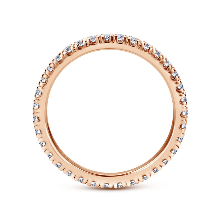 Eternity Band Wedding Ring in 14k Rose Gold with Round Natural Diamond at Gabriel & Co. - Shot 2