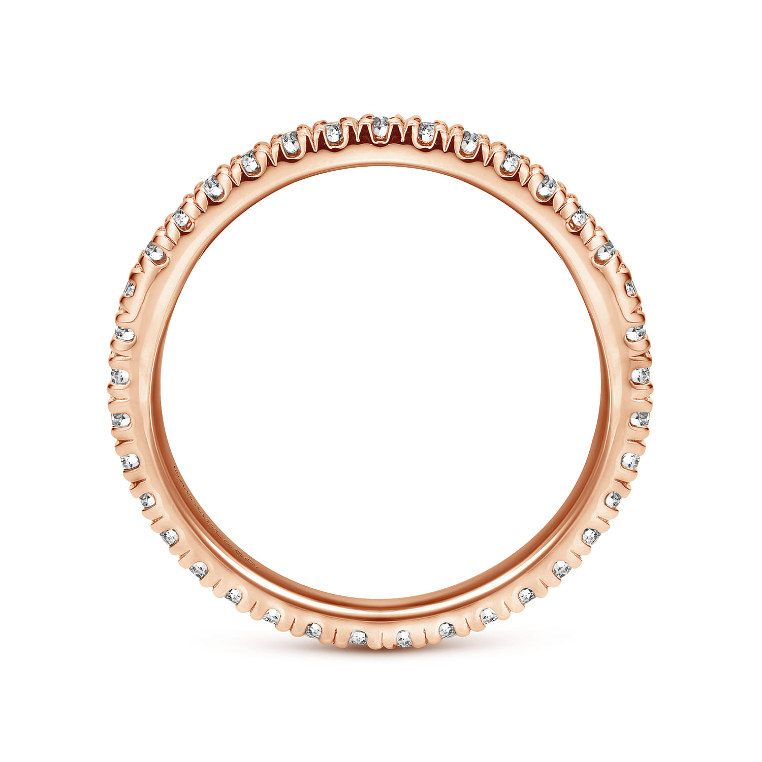 Eternity Band Wedding Ring in 14k Rose Gold with Round Natural Diamond at Gabriel & Co. - Shot 2
