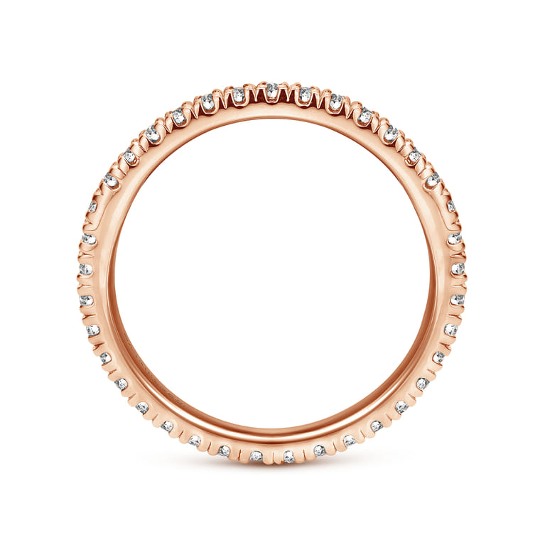 Eternity Band Wedding Ring in 14k Rose Gold with Round Natural Diamond at Gabriel & Co. - Shot 2