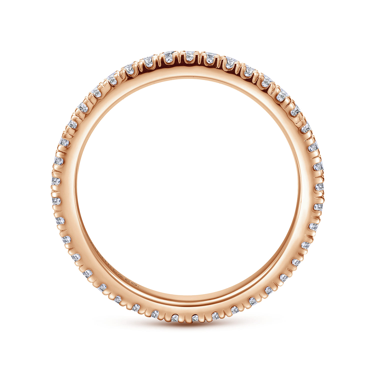 Eternity Band Wedding Ring in 14k Rose Gold with Round Natural Diamond at Gabriel & Co. - Shot 2