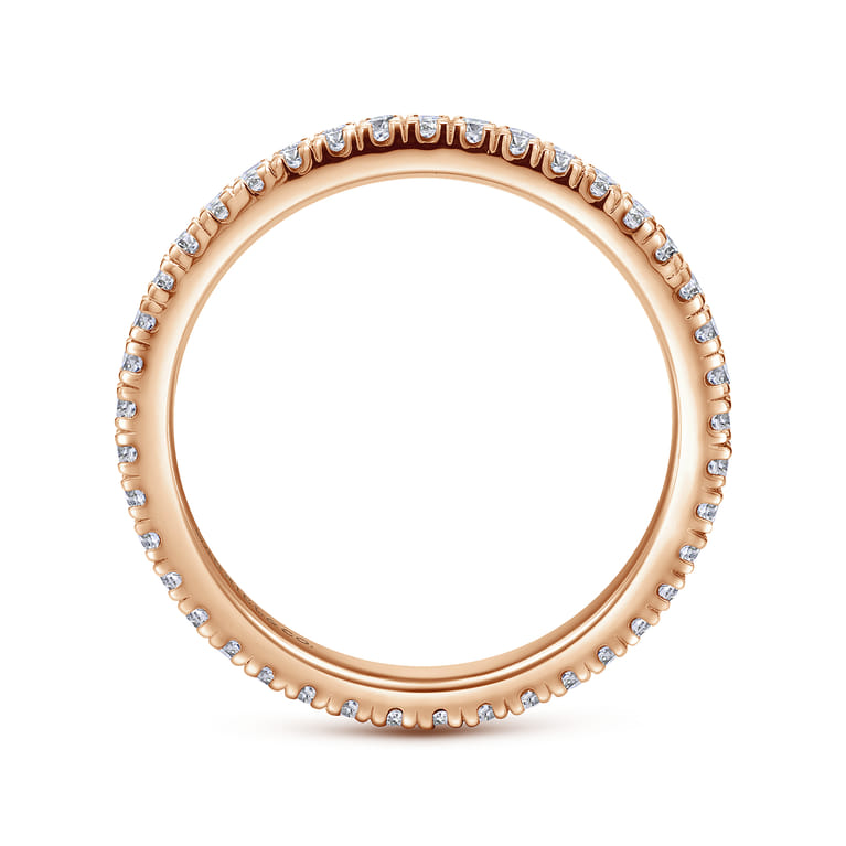Eternity Band Wedding Ring in 14k Rose Gold with Round Natural Diamond at Gabriel & Co. - Shot 2