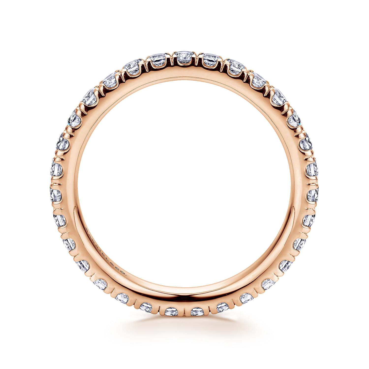 Eternity Band Wedding Ring in 14k Rose Gold with Round Natural Diamond at Gabriel & Co. - Shot 2
