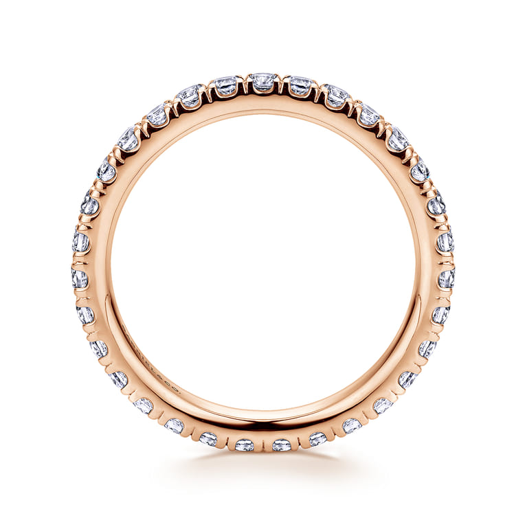 Eternity Band Wedding Ring in 14k Rose Gold with Round Natural Diamond at Gabriel & Co. - Shot 2