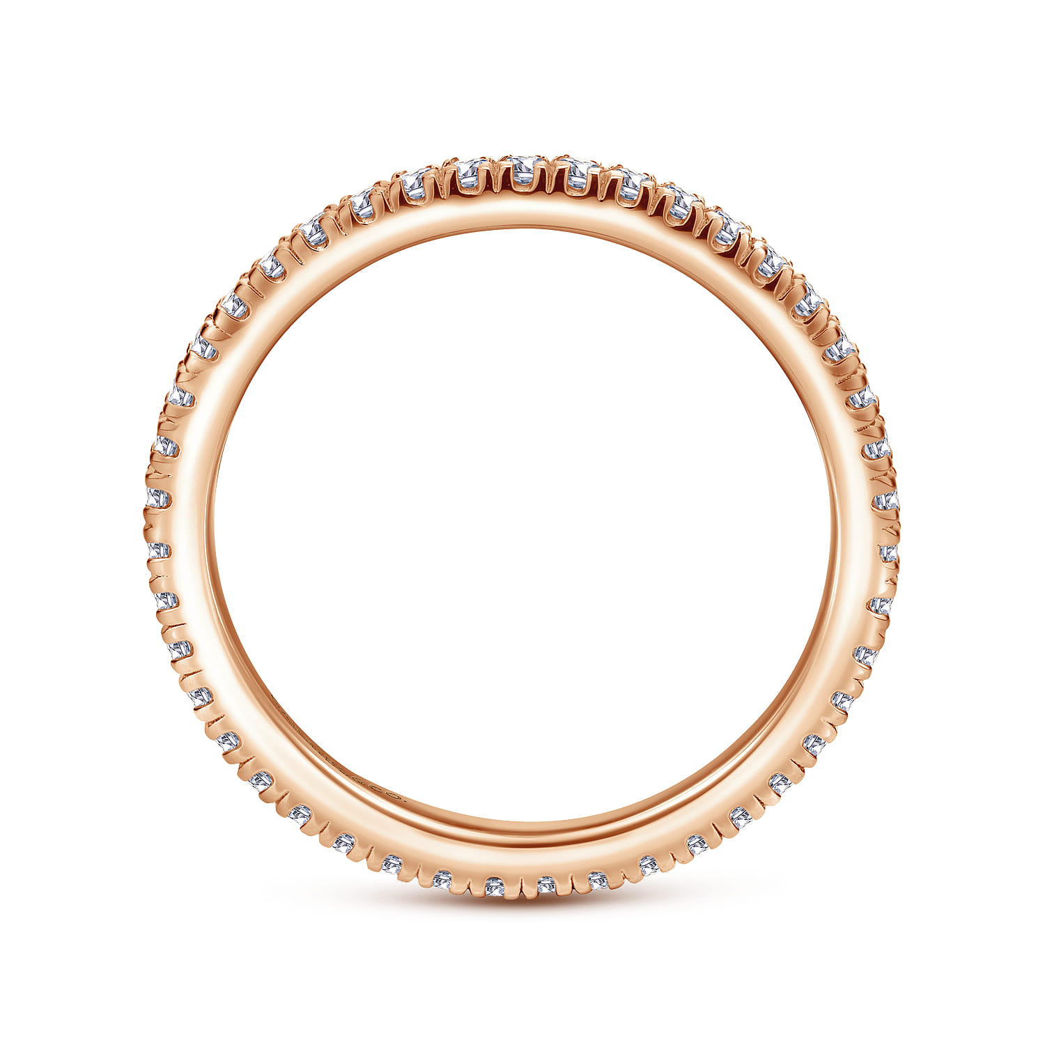 Eternity Band Wedding Ring in 14k Rose Gold with Round Natural Diamond at Gabriel & Co. - Shot 2