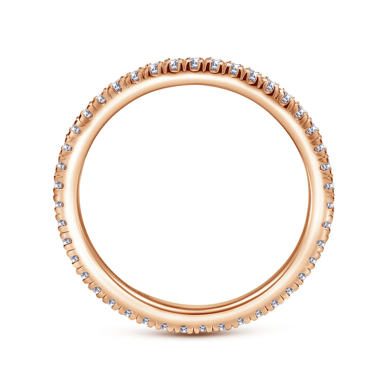 Eternity Band Wedding Ring in 14k Rose Gold with Round Natural Diamond at Gabriel & Co. - Shot 2