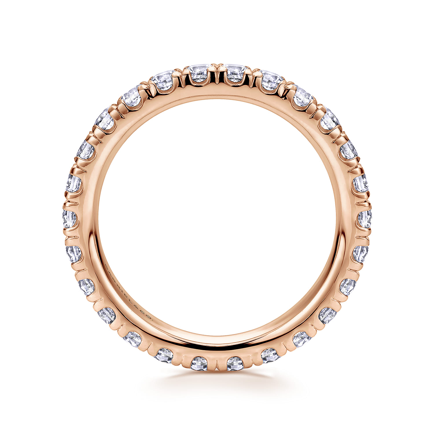 Eternity Band Wedding Ring in 14k Rose Gold with Round Natural Diamond at Gabriel & Co. - Shot 2
