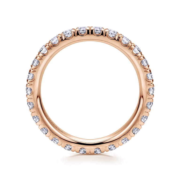 Eternity Band Wedding Ring in 14k Rose Gold with Round Natural Diamond at Gabriel & Co. - Shot 2