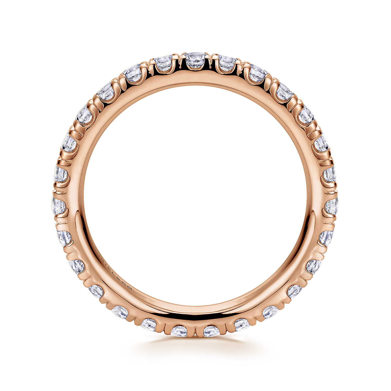 Eternity Band Wedding Ring in 14k Rose Gold with Round Natural Diamond at Gabriel & Co. - Shot 2