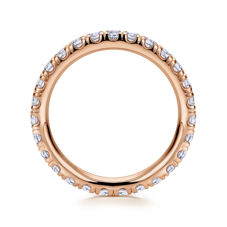 Eternity Band Wedding Ring in 14k Rose Gold with Round Natural Diamond at Gabriel & Co. - Shot 2