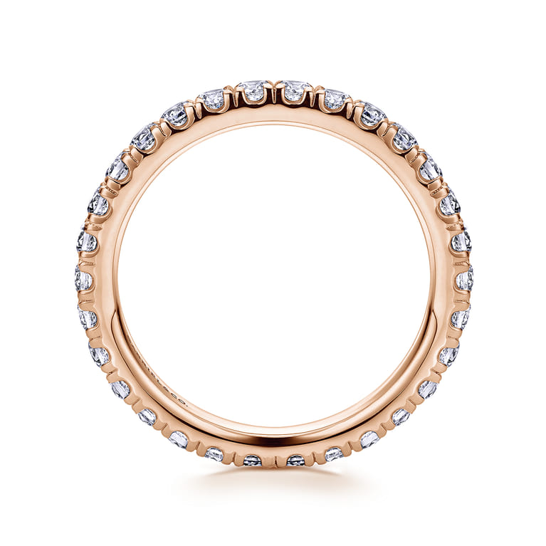 Eternity Band Wedding Ring in 14k Rose Gold with Round Natural Diamond at Gabriel & Co. - Shot 2
