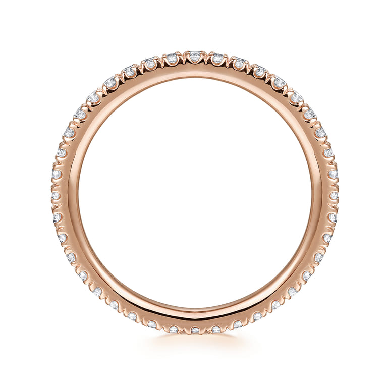 Eternity Band Wedding Ring in 14k Rose Gold with Round Natural Diamond at Gabriel & Co. - Shot 2