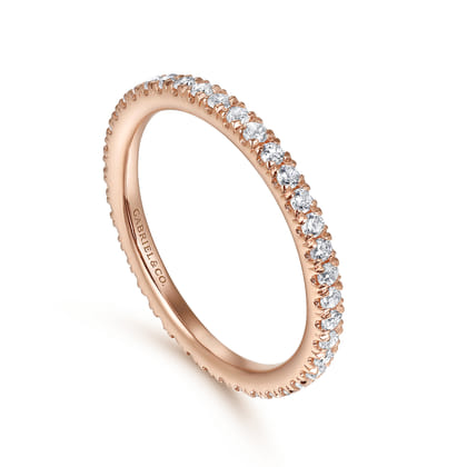 Avignon - 14K Rose Gold French Pave Set Diamond Eternity Band
