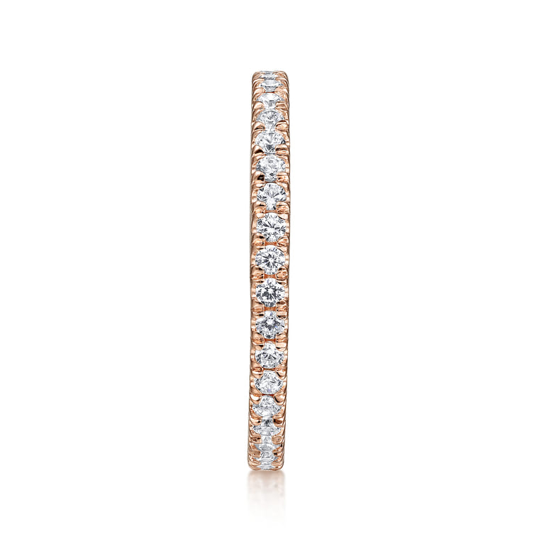 Eternity Band Wedding Ring in 14k Rose Gold with Round Natural Diamond at Gabriel & Co. - Shot 4