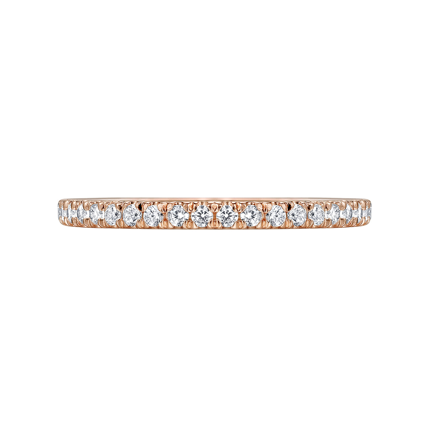 Eternity Band Wedding Ring in 14k Rose Gold with Round Natural Diamond at Gabriel & Co. - Shot 6