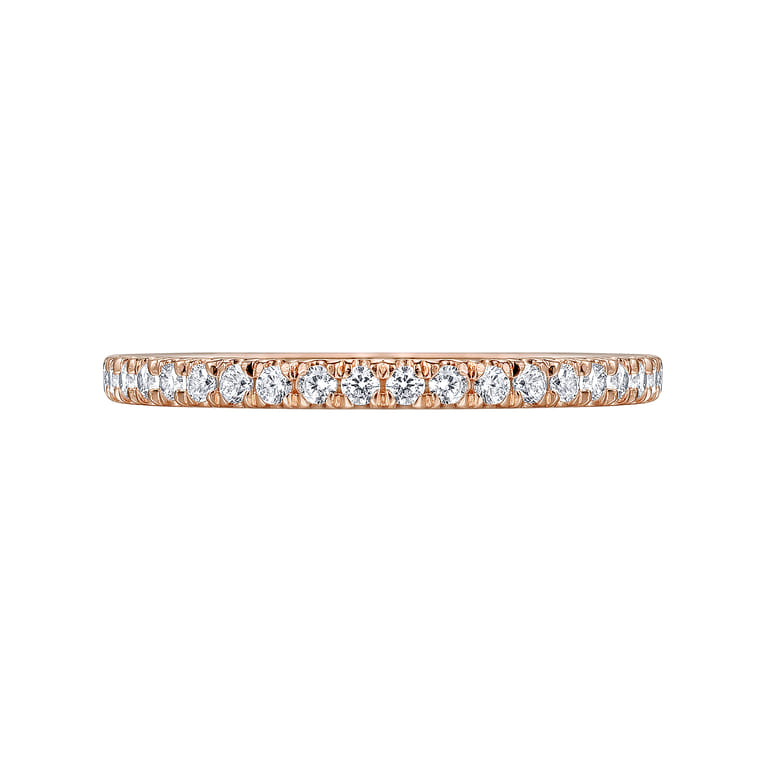 Eternity Band Wedding Ring in 14k Rose Gold with Round Natural Diamond at Gabriel & Co. - Shot 6