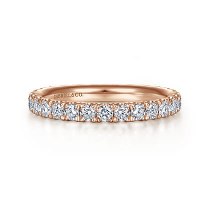 Avignon - 14K Rose Gold French Pave Set Diamond Eternity Band