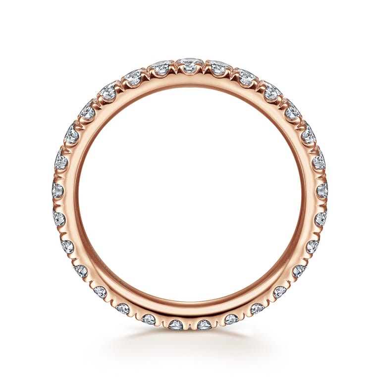 Eternity Band Wedding Ring in 14k Rose Gold with Round Natural Diamond at Gabriel & Co. - Shot 2