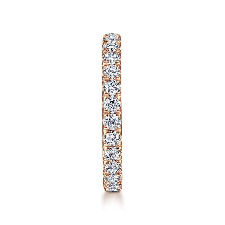 Eternity Band Wedding Ring in 14k Rose Gold with Round Natural Diamond at Gabriel & Co. - Shot 4