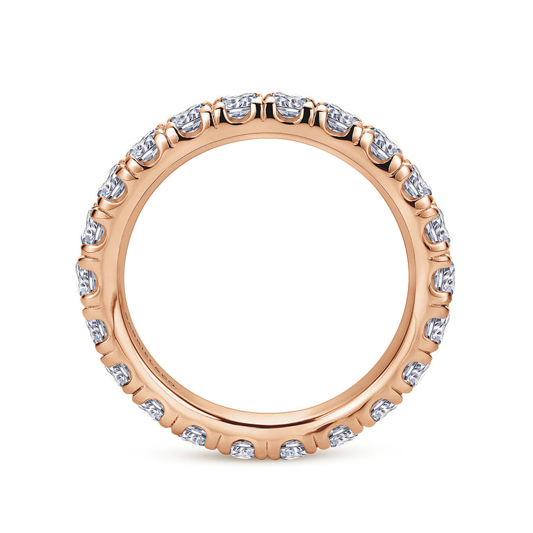 Eternity Band Wedding Ring in 14k Rose Gold with Round Natural Diamond at Gabriel & Co. - Shot 2