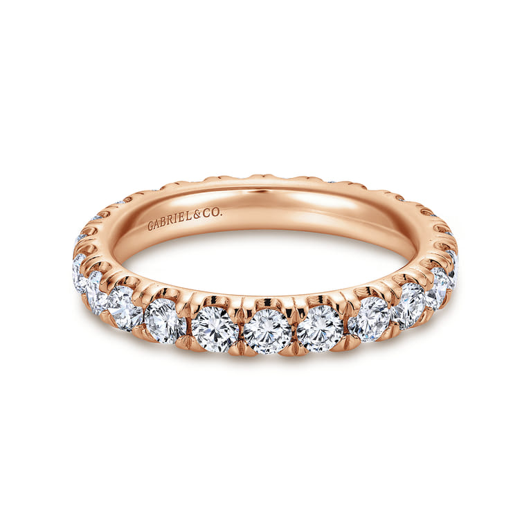 Eternity Band Wedding Ring in 14k Rose Gold with Round Natural Diamond at Gabriel & Co. - Shot 1