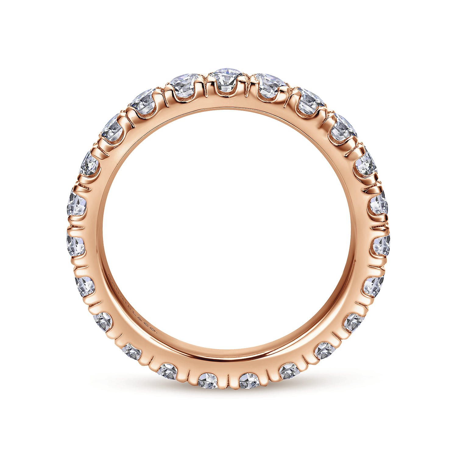 Eternity Band Wedding Ring in 14k Rose Gold with Round Natural Diamond at Gabriel & Co. - Shot 2