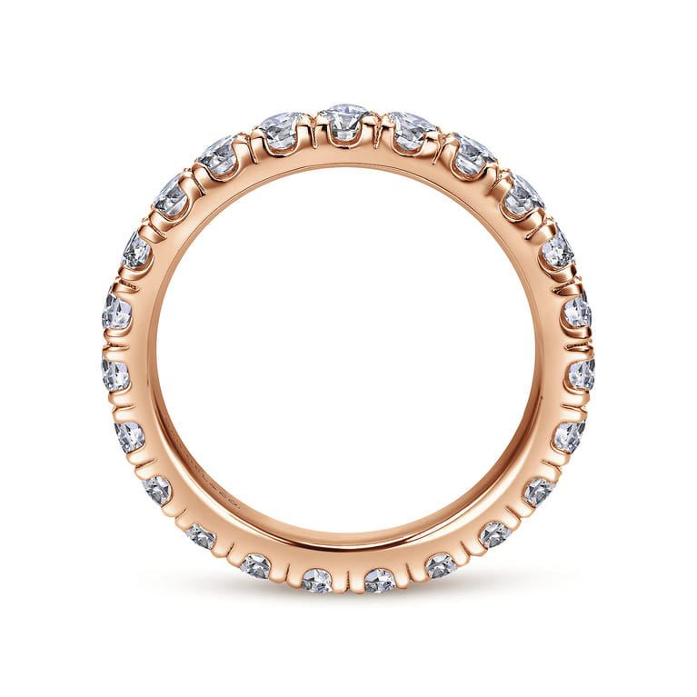 Eternity Band Wedding Ring in 14k Rose Gold with Round Natural Diamond at Gabriel & Co. - Shot 2
