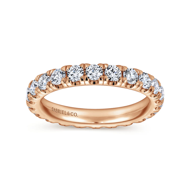 Eternity Band Wedding Ring in 14k Rose Gold with Round Natural Diamond at Gabriel & Co. - Shot 4