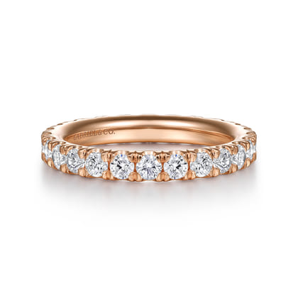 Avignon - 14K Rose Gold French Pave Set Diamond Eternity Band