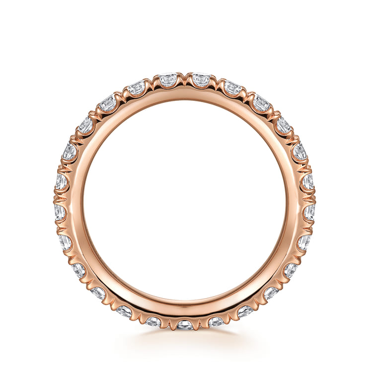 Eternity Band Wedding Ring in 14k Rose Gold with Round Natural Diamond at Gabriel & Co. - Shot 2