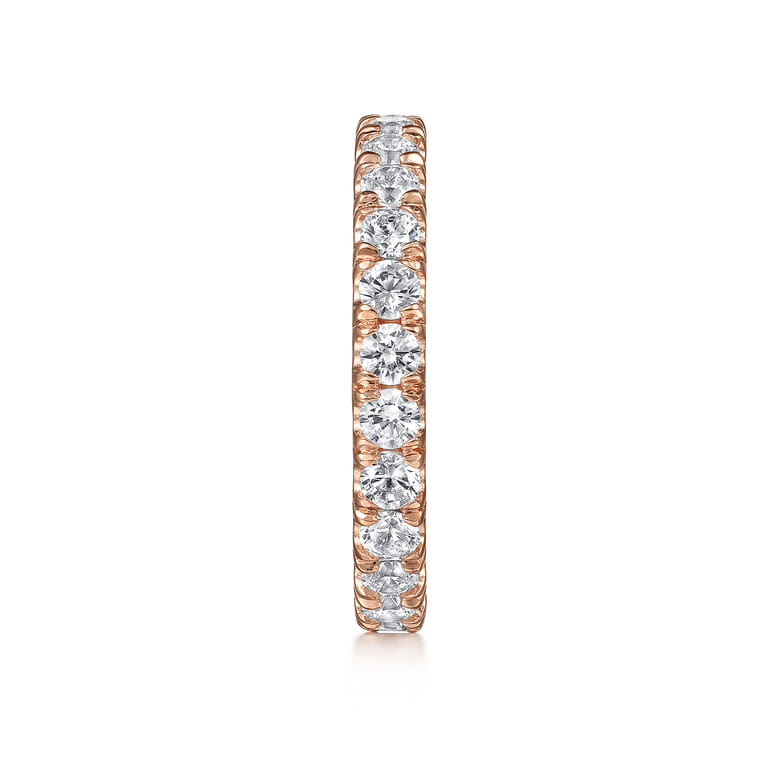 Eternity Band Wedding Ring in 14k Rose Gold with Round Natural Diamond at Gabriel & Co. - Shot 4