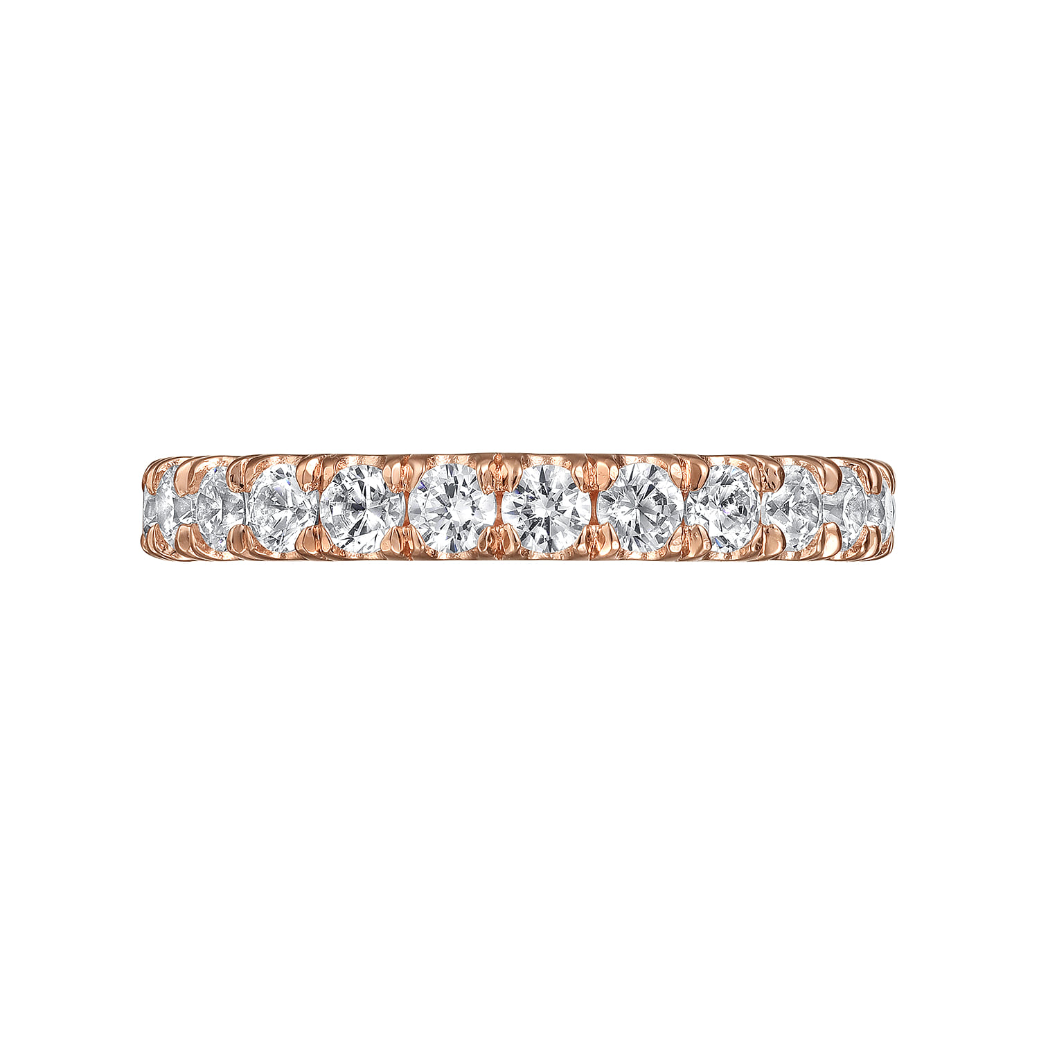 Eternity Band Wedding Ring in 14k Rose Gold with Round Natural Diamond at Gabriel & Co. - Shot 6