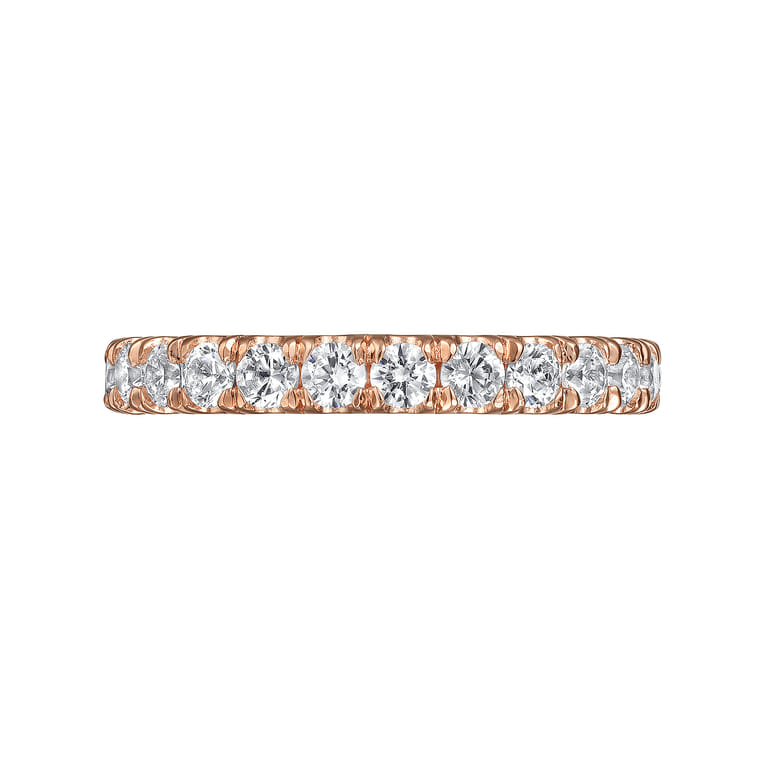 Eternity Band Wedding Ring in 14k Rose Gold with Round Natural Diamond at Gabriel & Co. - Shot 6
