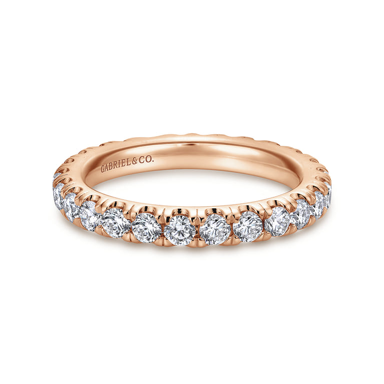 Eternity Band Wedding Ring in 14k Rose Gold with Round Natural Diamond at Gabriel & Co. - Shot 1