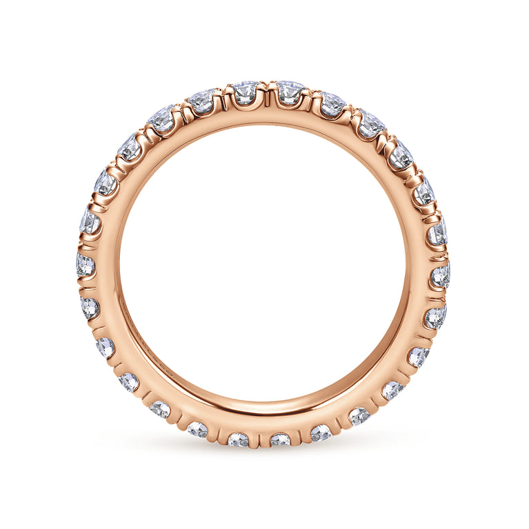 Eternity Band Wedding Ring in 14k Rose Gold with Round Natural Diamond at Gabriel & Co. - Shot 2