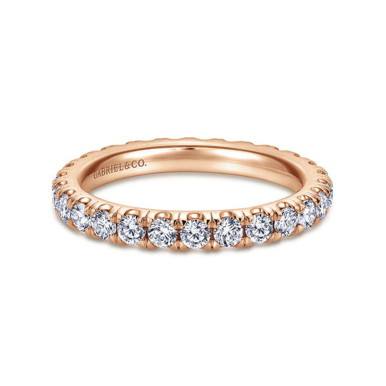 Eternity Band Wedding Ring in 14k Rose Gold with Round Natural Diamond at Gabriel & Co. - Shot 1